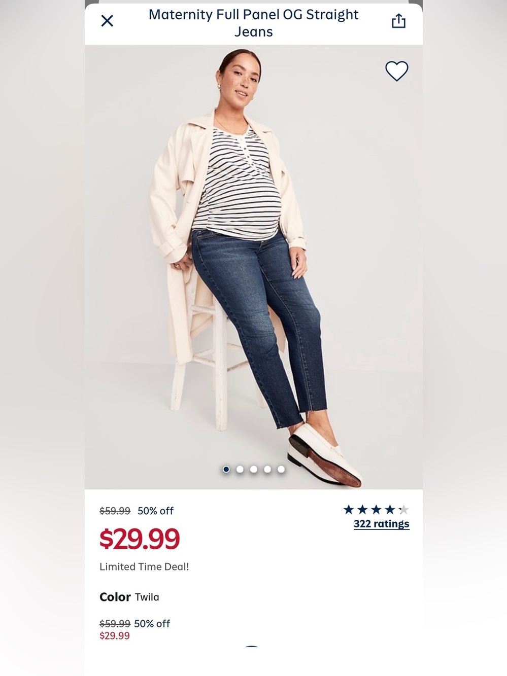 Maternity Old Navy OG full panel jeans